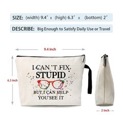 Optometrist Funny Cosmetic Bag, for Travel Toiletry Zipper Storage White