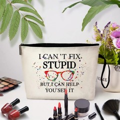 Optometrist Funny Cosmetic Bag, for Travel Toiletry Zipper Storage White