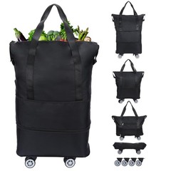 Reusable Grocery Bag on Wheels Shopping Bag with Wheels, Detachable Roller To…