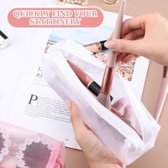 MotiMind 3 Pcs Mesh Makeup Brush Bag Make up Holder black, white, pink