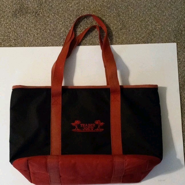 Trader Joe’s Reusable Tote Bag Black/Red 20 in L x 6 in W x 12 in H