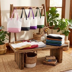 12 Pack Multi-color Blank Canvas Tote Bags Bulk 17.5 x 14.5 Inch Reusable Gro…