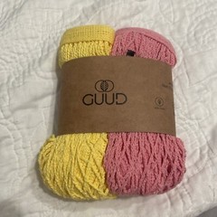 GUUD 2 Pack French Market Mesh Tote Bags SV3 Yellow/Pink Size 13.25×15″ New