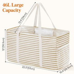 LEAGLOJOY Extra Large Tote Bag, Reusable Grocery Bags with Metal Wire Frame