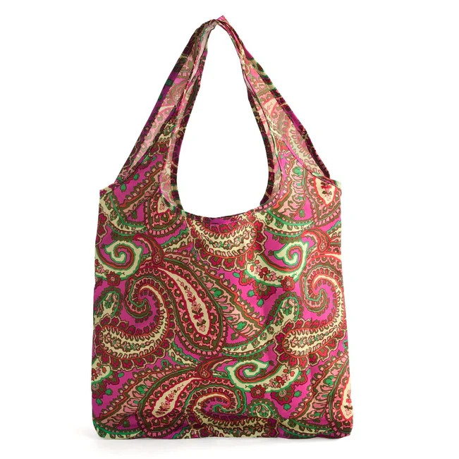 Vera Bradley CAPRI PINK Reusable Tote Bag Charm Collapsible Foldable (NWT) $39