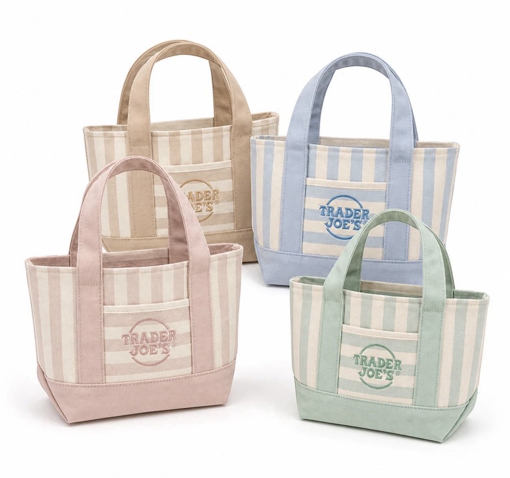Trader Joe’s Striped Canvas Mini Tote Bag Set 4 Colors Summer 2026 Limited