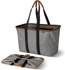 Collapsible LUXE Tote – Gray Black 1 Pack 30L / 8Gal – Reusable Utility Grocery
