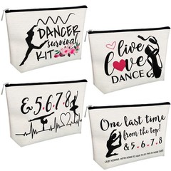 Tondiamo 4 Pcs Dance Makeup Bag Graduation Gifts Cosmetic Bags Beige