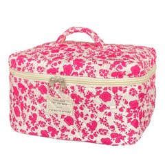 WYJ Rose Red Large Quilted Floral Makeup Bag Cute Soft Coquette A-Rose red