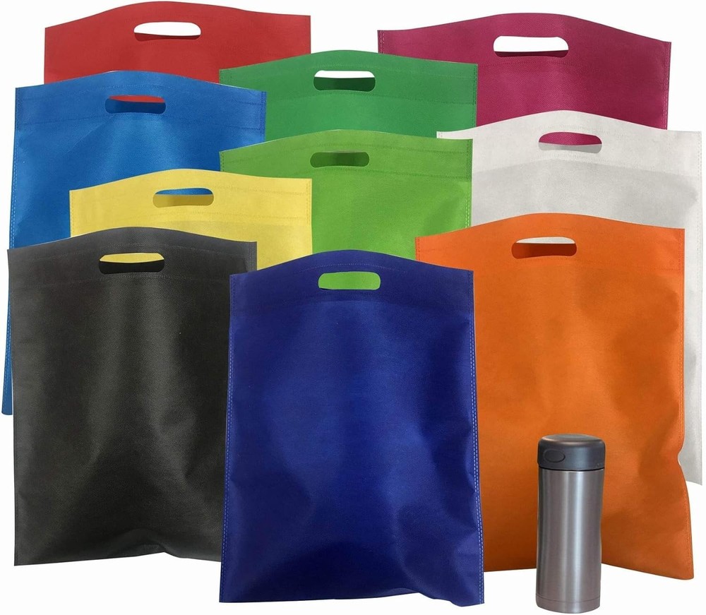 Leofi Bulk 50 Pack Mega 15″ x 16″ Cutout Handle Tote Assortment Ideal Grocery