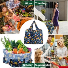 Foldable Reusable Shopping Bags Large Heavy Duty Tote Washable Handles