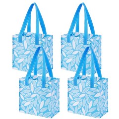 4 Pack Compact Reusable Grocery Shopping Bags, Medium Spring Tote Bag w/Handl…