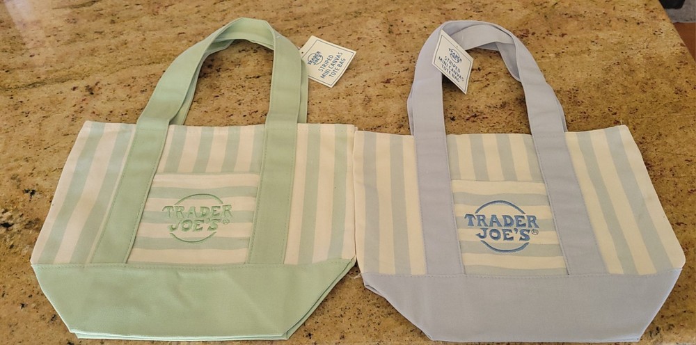 Trader Joe’s Striped Mini Canvas Tote Bags – Set of 2 (BRAND NEW WITH TAG)