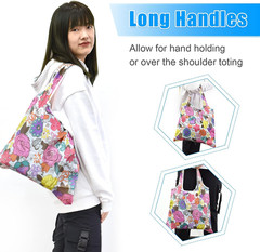 9 Pack Reusable Grocery Bags, Foldable Shopping Bags, Heavy Duty Nylon Bags, Wat
