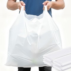 100 Pack Extra Large 36″x24″x8″ White Plastic Shopping Bags – Heavy Duty Reusabl