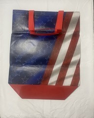 Reusable Foldable Plastic Shopping Bag Red White Blue Stars Stripes Pattern