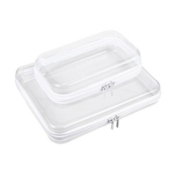 2 Pcs Clear Hard Shell Zipper Case, Portable 4in*1PCS,8in *1PCS, Transparent