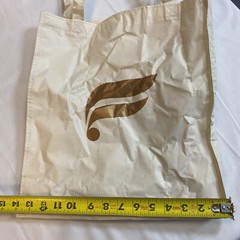 Fabletics Reusable Shopping Gift Bag Tote Gym Cream Gold Logo 15”x14”x5”