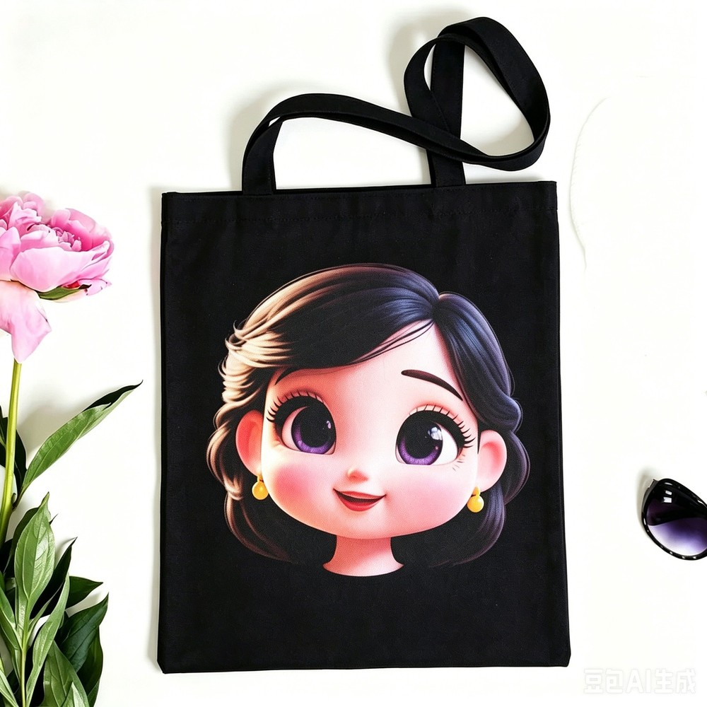 Personalised Cartoon Princess Canvas Shopping Tote Bag Girls Schoolbag Shoulder