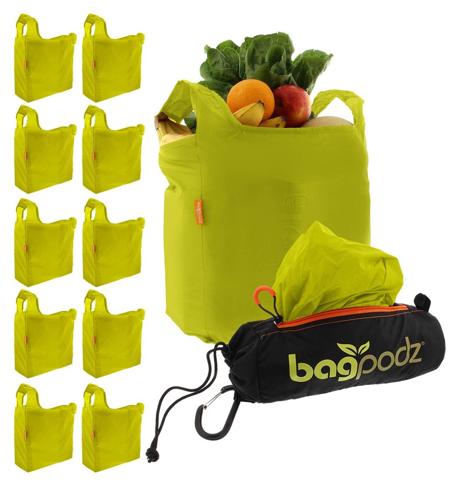BagPodz Sturdy Reusable Grocery Bags Foldable and Washable – Made From RipSto…