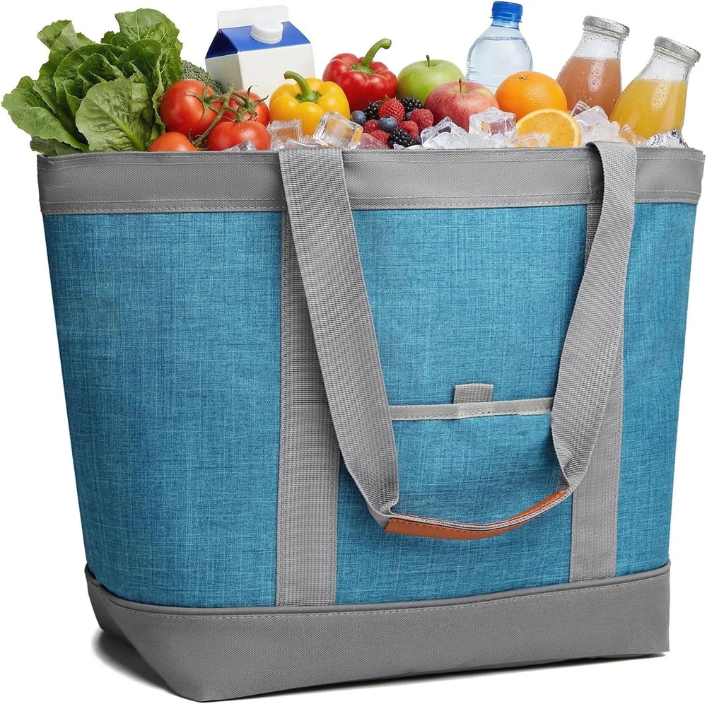Insulated Cooler Bag, Reusable Grocery Tote Bags for Hot/Cold, Leakproof Thermal