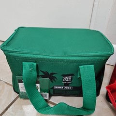 Trader Joe’s Mini Insulated Tote Lunch Bag Emerald Green & Bright Red 1 of Each