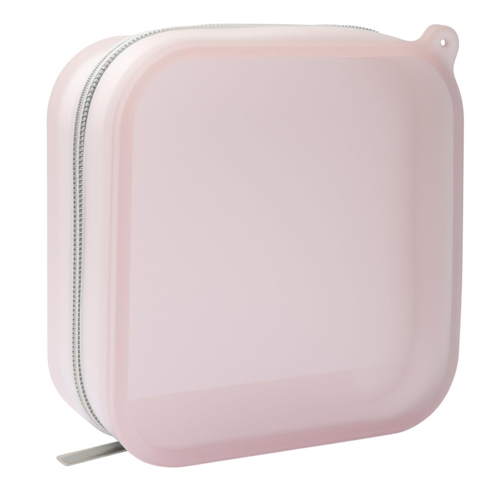 Small Clear Silicone Pouch, Mini Makeup Travel Bag Cute Make up 2-Light Pink