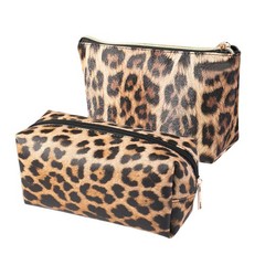 FITINI 2 Pcs Leopard Makeup Bag Travel Cosmetic 2 Count (Pack of 1),