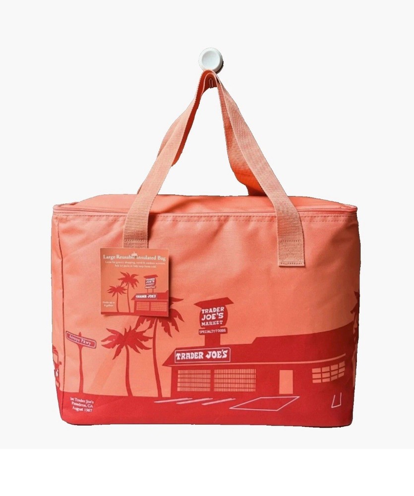Trader Joe’s Large Peach Reusable Insulated Cooler Shopping Bag 8 Gallon New