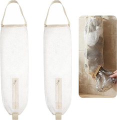 2 Pack Mesh Grocery Bag Holder, Hanging Grocery Bag Holder for Plastic Bags, Reu