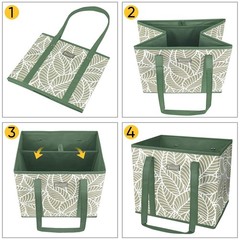 3-Pack Reusable Grocery Bags, Foldable Shopping Totes with Reinforced Bottom & H