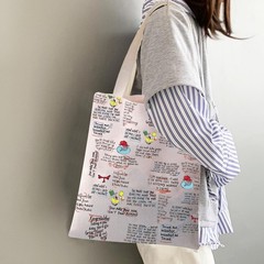 Cartoon Quotes Inspired Canvas Tote Bag Cartoon Musical Gift Shoulder Bag for…