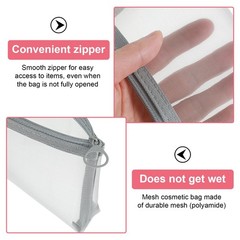 Sorcristy 4PCS Small Clear Makeup Bags, Triangle Mesh Brush Bag, Green