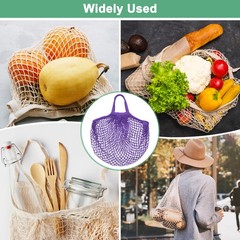 1-Pack Reusable Washable Mesh Net String Grocery Bags [Purple,Short Handle]