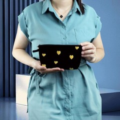 Livel lhood Golden Heart Gift Love Makeup Bag Cute Organizer Storage 303-16