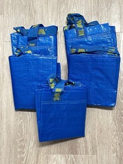 Lot of 5 IKEA FRAKTA Blue Shopping Bags Tote Storage Moving Laundry Reusable New