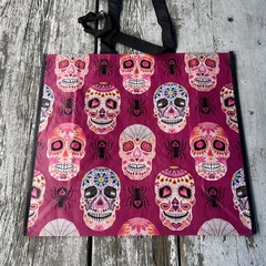 New XXL Skulls ~Day Of The Dead~ Shopping Bag Reusable Tote Bag~ TJX pink