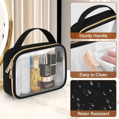 Wedama Clear Toiletry Bag, 3 Pack 2 Medium + 1 Large, Black