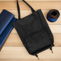 Foldable Wheeled Grocery Bag with Pull Strap Lightweight Oxford Fabric Tote