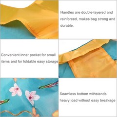 Wrapables Large Reusable Shopping Tote Bag with Outer Pouch, Sunflowers