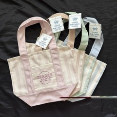 New Trader Joe’s Striped Mini Canvas Tote Bag Pink Cotton/Polyester 13x10x6