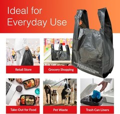 T-shirt Bags (300 Count) (Black) (11.5″ x 6.5″ x 21″) – Black Plastic Bags