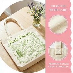 Aesthetic Pickle Lovers Canvas Shoulder Tote Bag – Funny Reusable Women’s Gift