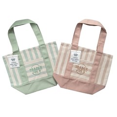 Trader Joe’s Mini Canvas Tote Bag Pastel Green Tan Pockets Summer SET of 2 NWT
