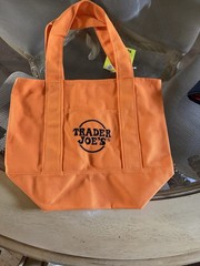 Trader Joe’s Orange Foldable Canvas Tote Bag Reusable Solid Plain Shopping Bag