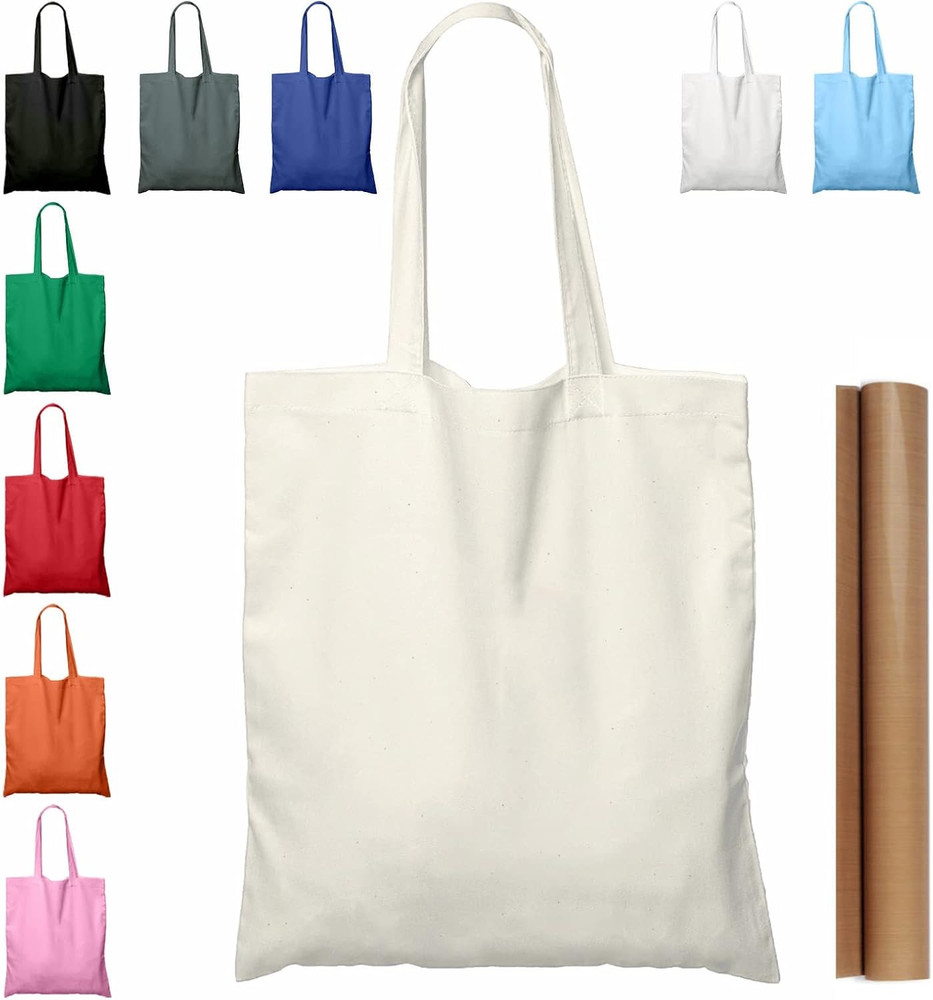 NPBAG 5 | 15 | 25 | 50 Pack 15” X 16” Natural Cotton Tote Bags, Lightweight Bl