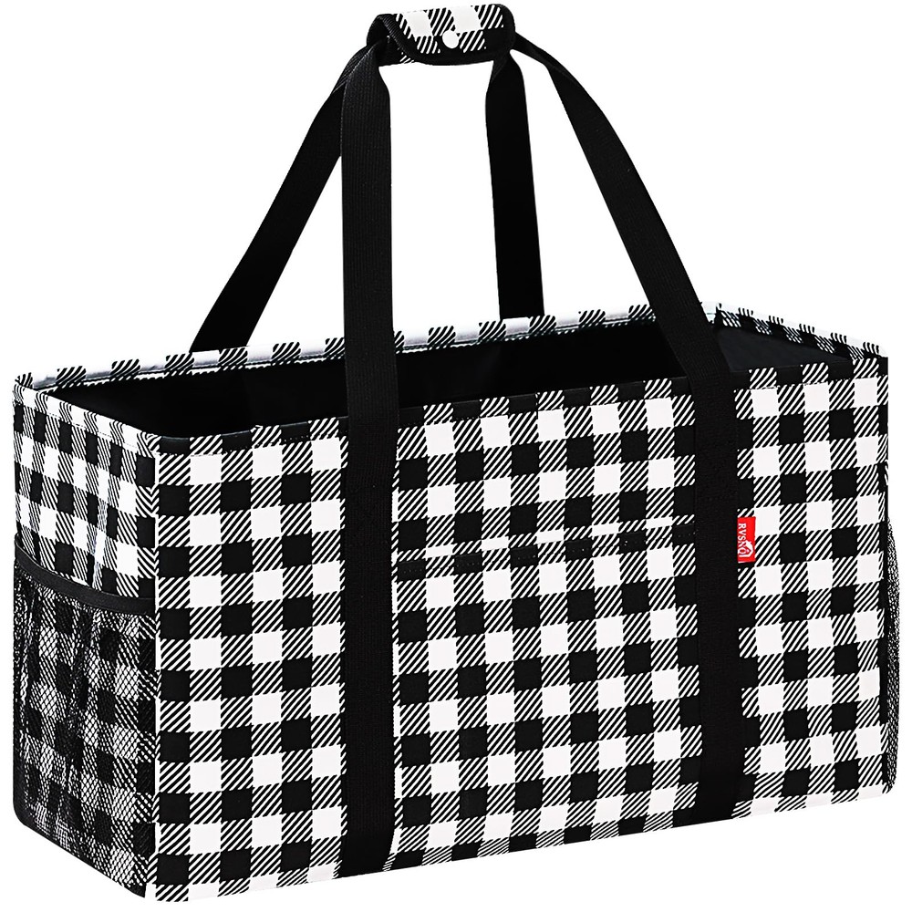 Extra Large Utility Tote Bag, Foldable Reusable Grocery Bags with Metal Wire …