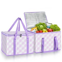 2-Pack Insulated Reusable Grocery Bag with Zippered Top, Shopping Bags, 40L X…