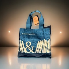 Barnes & Noble Canvas Teal Tote Book Shopper Bag 14” Cotton Reusable NWT