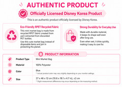 Disney Toy Story RPET Mini Market Bag Blue 18.1in Official Korea